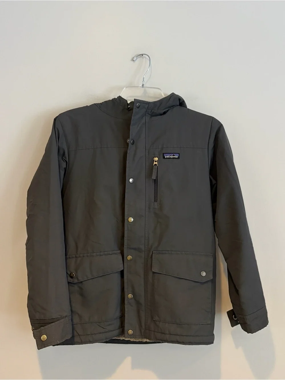 Patagonia Kids Dark Gray Hooded Field Coat Size 12